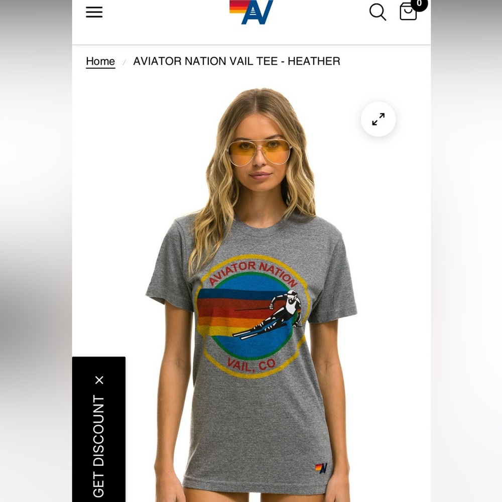 Aviator Nation Heather Tee with Rainbow Graphic
